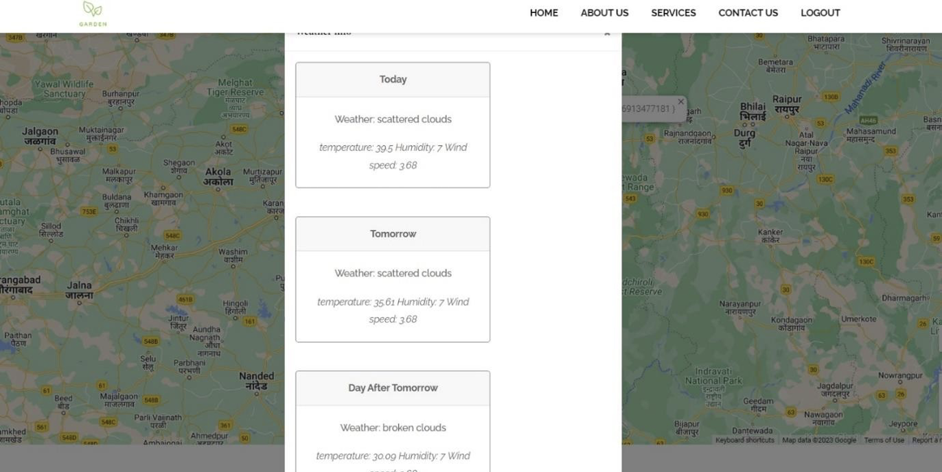 Healthy Harvest integrated weather dashboard